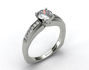 14k White Gold Channel Set Squared Shank Princess Shaped Engagement Ring